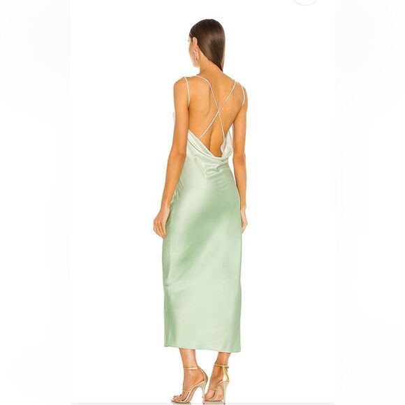 Michael Costello x Revolve Porter Dress in mint ombré satin slip midi sz S - Picture 4 of 13